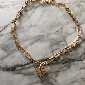 Gold Vermeil lock chain necklace